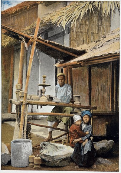 Draaier, ambachtsman van Tonkin. Gravure eind 19e eeuw door Unknown photographer