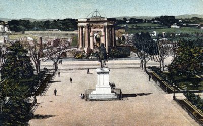 Uitzicht op de Promenade du Peyrou in Montpellier, Herault 1910, privécollectie door Unknown photographer