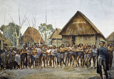 Dorp Moi en inwoners van Kontai, Annam, ca. 1895, 