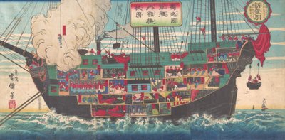 Het interieur van een bewapend Japans slagschip door Unsen