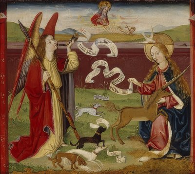 De Verkondiging. De Mystieke Eenhoornjacht. 1489 door Upper Rhenish Master