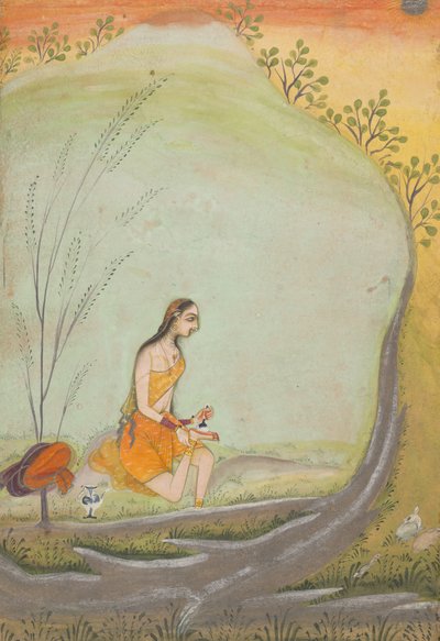 Een dame die henna aanbrengt op haar voet, ca. 1720-30 door Ustad Mohamed