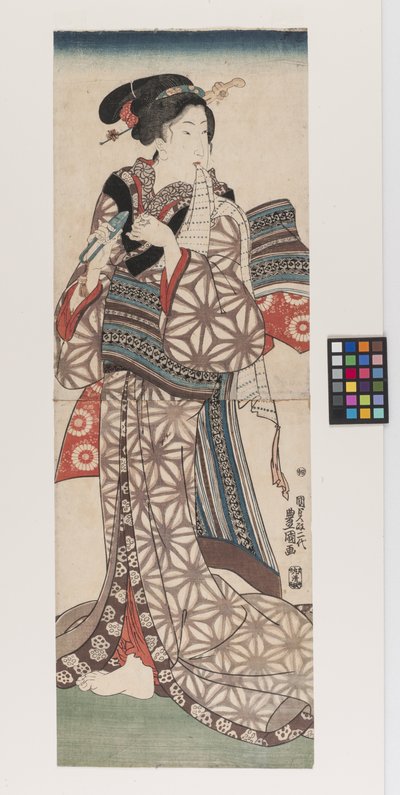 Vrouw die nagels knipt, circa 1845 door Utagawa (1786 1865) Kunisada