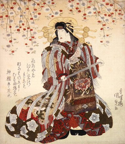 Iwai Kumesaburo II als Agemaki in Sukeroku yukari no Edo zakura door Utagawa Kunisada