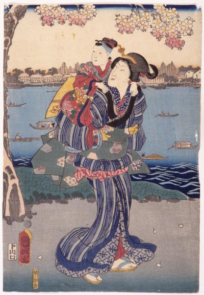 Kersenbloesems bekijken in Muk?jima (Muk?jima Hanami No Zu) door Utagawa (1835 1888) Kuniaki
