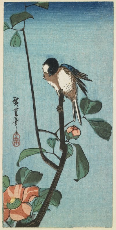 (Mees op Camelia) door Utagawa Hiroshige