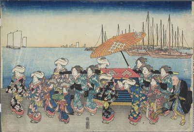(Huwelijksprocessie), midden 19e eeuw door Utagawa Hiroshige