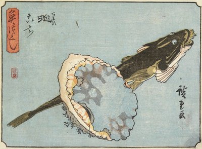 Abalone en Platkop, 1830-1844 door Utagawa Hiroshige