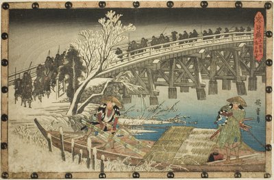 Acte 11, Deel 1: De Benadering van de Nachtelijke Aanval, uit de serie "De Wraak van de Loyale Retainers (Chushingura)" door Utagawa Hiroshige