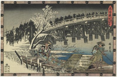 Acte 11, Scène 1--Vertrek voor de Nachtelijke Aanval, 1834-1839 door Utagawa Hiroshige