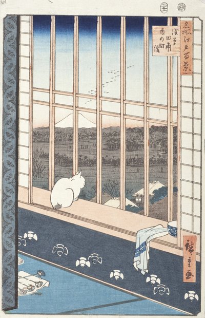 Asakusa Rijstvelden en Festival van Torinomachi uit de Serie Honderd Beroemde Uitzichten van Edo, 1857 door Utagawa Hiroshige