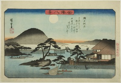 Herfstmaan bij Seto (Seto shugetsu), uit de serie "Acht Zichten van Kanazawa (Kanazawa hakkei)" door Utagawa Hiroshige
