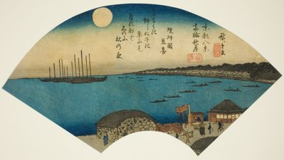 Herfstmaan bij Takanawa (Takanawa shugetsu), uit de serie "Acht uitzichten van de oostelijke hoofdstad (Toto hakkei)" door Utagawa Hiroshige