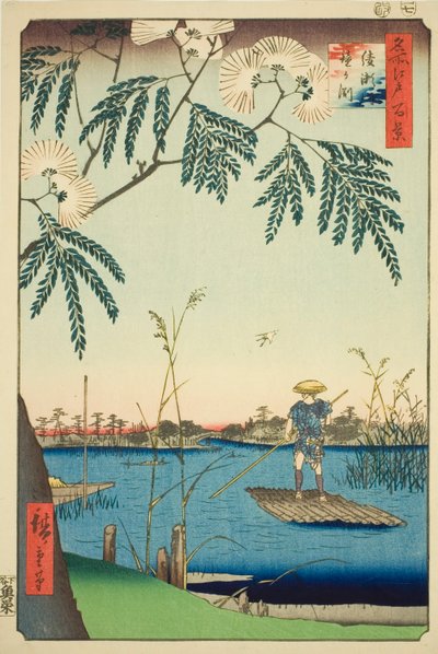 Ayase-rivier en Kanegafuchi, uit de serie "Honderd beroemde gezichten van Edo" door Utagawa Hiroshige