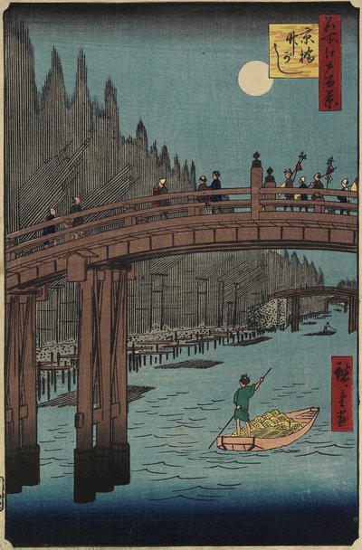 Bamboebank, Kyo_bashi, december 1857 door Utagawa Hiroshige