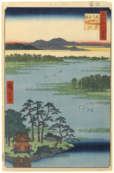 Benten Heiligdom, Inokashira Vijver, nr. 87 uit Honderd Beroemde Zichten van Edo door Utagawa Hiroshige