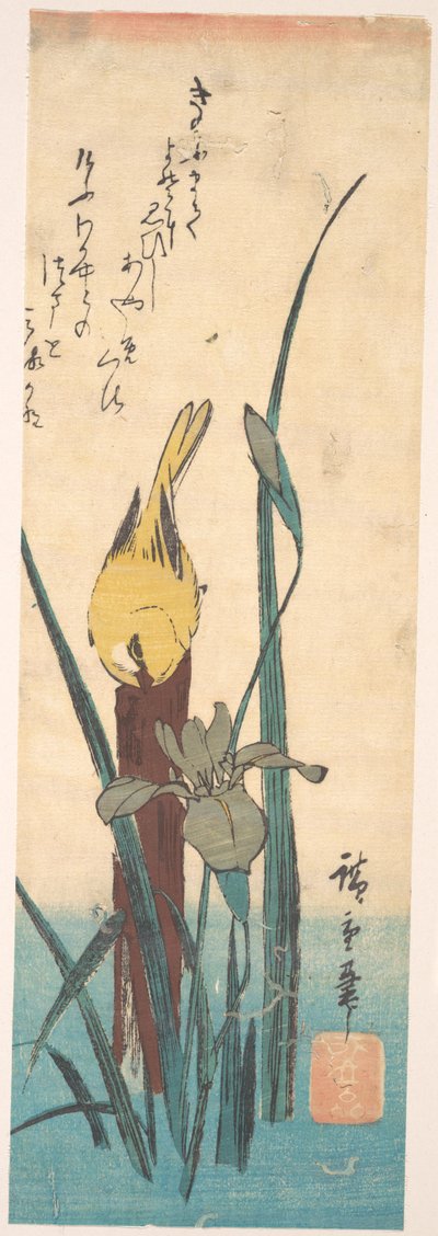 Vogel und Iris door Utagawa Hiroshige