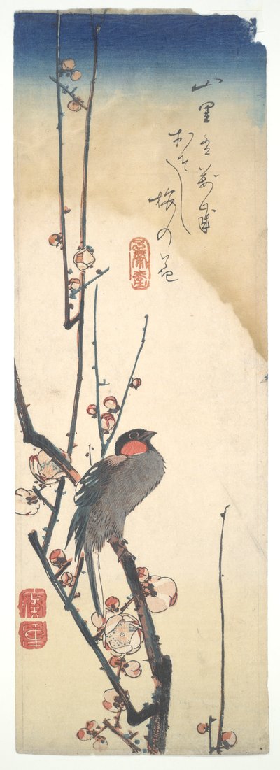 Vogel en pruimenboom door Utagawa Hiroshige