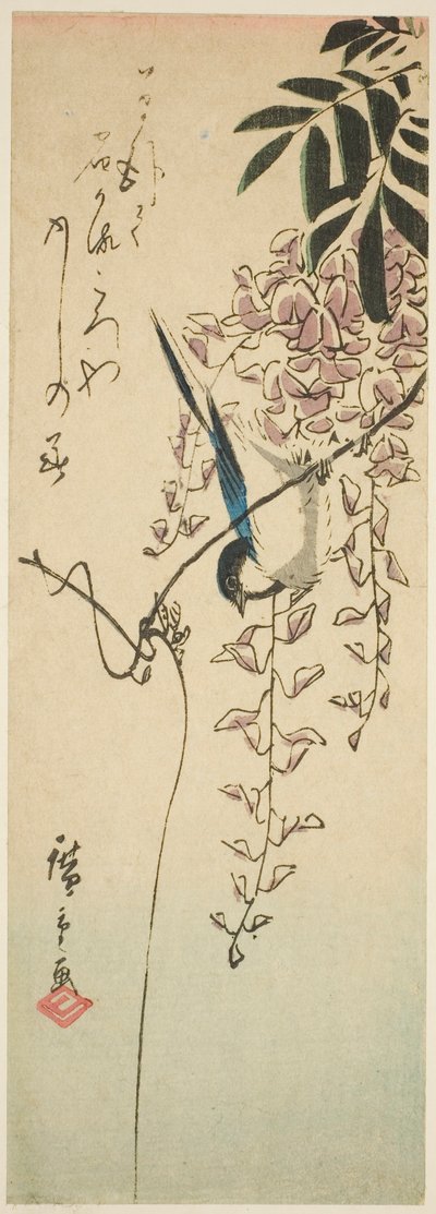 Vogel op Blauweregen door Utagawa Hiroshige