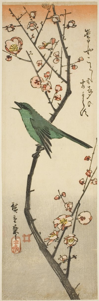 Bush Zanger en Pruim door Utagawa Hiroshige