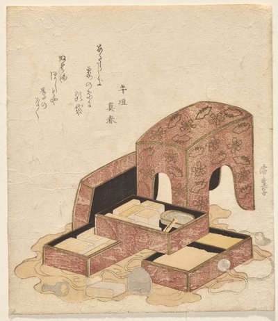 Kalligrafieset met schalen van verschillende zegels door Utagawa Hiroshige
