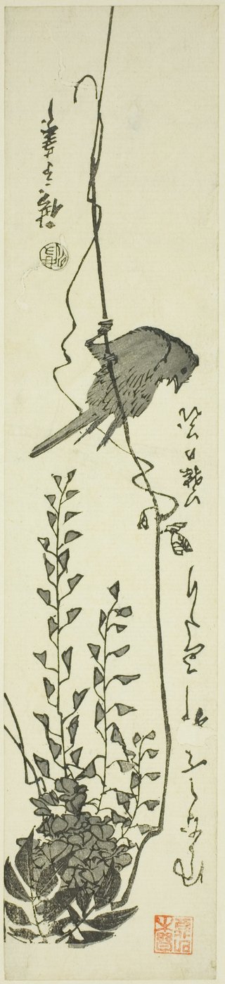 Kanarie en Wisteria door Utagawa Hiroshige