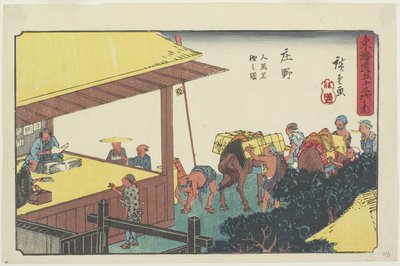 Veranderende Dragers en Paarden bij Sho_no, 1841-1842 door Utagawa Hiroshige