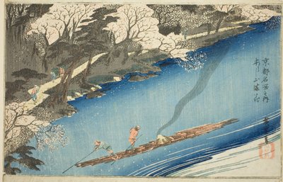 Kersenbloesems in volle bloei in Arashiyama, uit de serie 