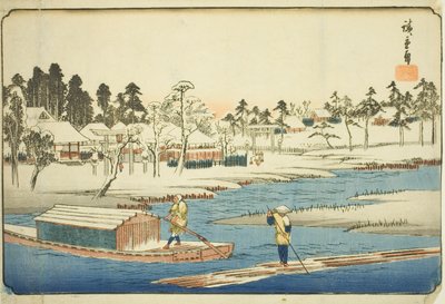 Helder Weer na Sneeuw bij Massaki, uit de serie "Beroemde Plaatsen in de Oostelijke Hoofdstad" door Utagawa Hiroshige