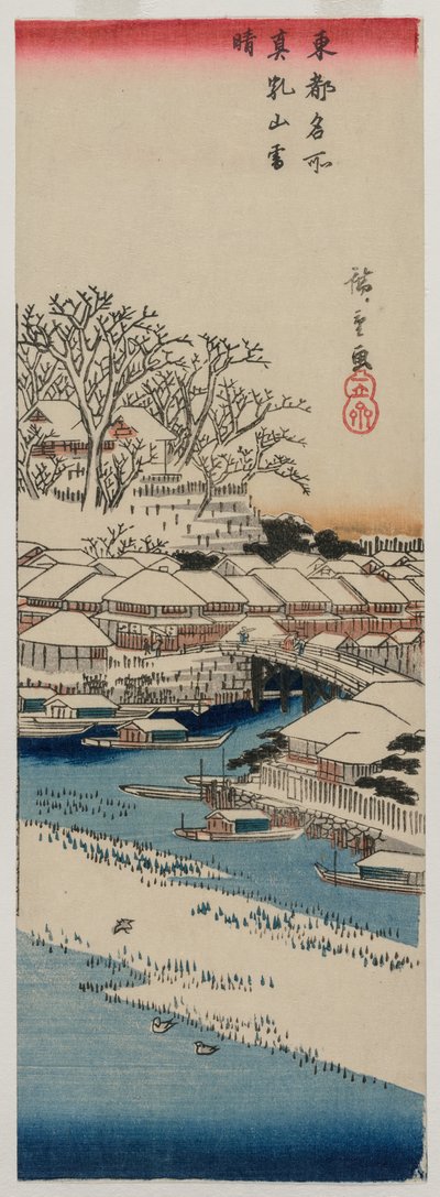 Helder Weer na Sneeuw bij Matsuchiyama, uit de serie Beroemde Plaatsen in de Oostelijke Hoofdstad door Utagawa Hiroshige