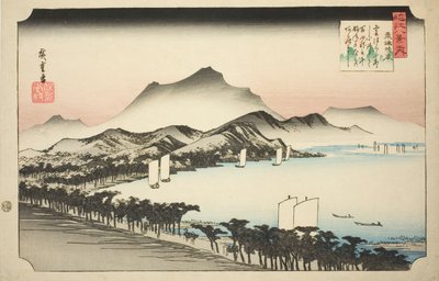 Opklarend Weer bij Awazu, uit de serie "Acht Zichten van Omi" door Utagawa Hiroshige
