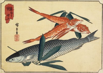 Kabeljauw en Knorhaan, begin 19e eeuw door Utagawa Hiroshige