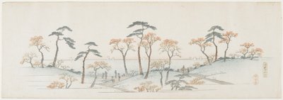 Gekleurde bladeren bij de Kaianji-tempel, 1837-1844 door Utagawa Hiroshige
