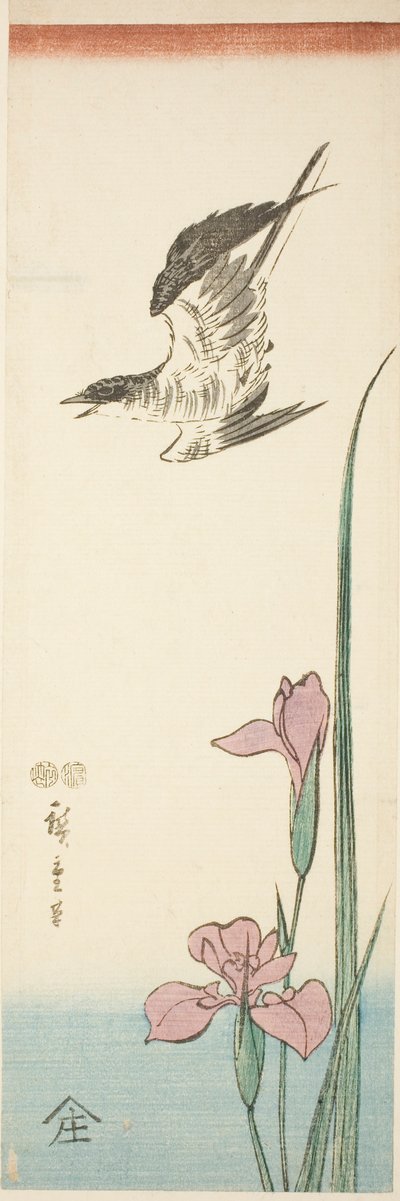Koekoek en iris door Utagawa Hiroshige