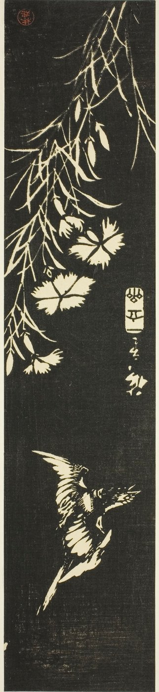 Koekoek en anjers door Utagawa Hiroshige