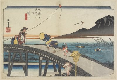 Verre uitzicht op de Akiba-berg, Kakegawa, c. 1833 door Utagawa Hiroshige