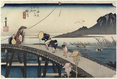 Verre Uitzicht op de Akiba Berg, Kakegawa, ca. 1833 door Utagawa Hiroshige