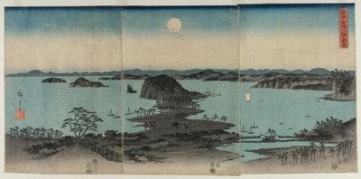 Acht uitzichten van Kanazawa bij nacht, 1857 door Utagawa Hiroshige