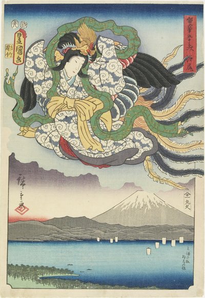 Ejiri, Augustus 1854 door Utagawa Hiroshige