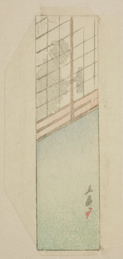 Envelop van Vrouw achter Schuifschermen door Utagawa Hiroshige