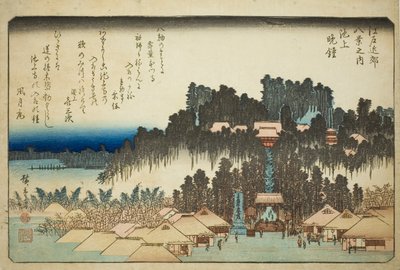 Avondklok in Ikegami (Ikegami no bansho), uit de serie "Acht gezichten in de omgeving van Edo (Edo kinko hakkei no uchi)" door Utagawa Hiroshige