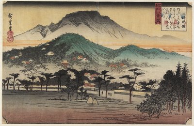 Avondklokken bij de Miidera Tempel door Utagawa Hiroshige