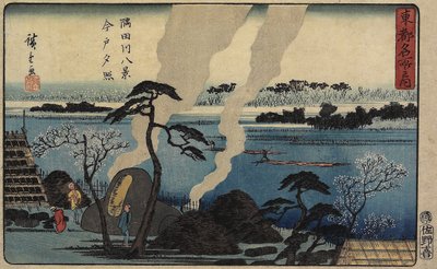 Avondgloed in Imado, ca. 1840-1842 door Utagawa Hiroshige