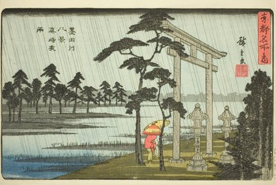 Avondregen bij Massaki, Acht uitzichten van de Sumida-rivier, uit de serie 