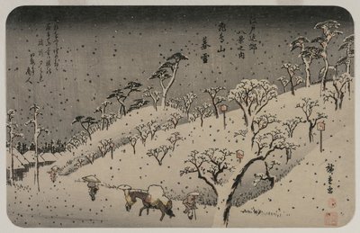 Avondsneeuw op Asuka Hill, uit de serie Acht Zichten op de Omgeving van Edo, c. 1837-38 door Utagawa Hiroshige