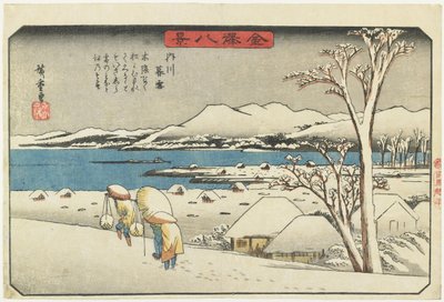 Avondsneeuw in Uchikawa, 1835-1836 door Utagawa Hiroshige