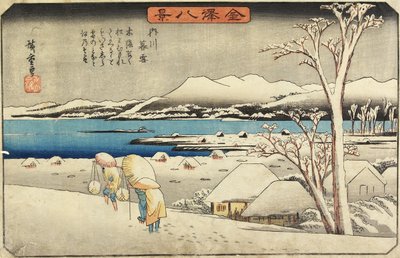 Avondsneeuw bij Uchikawa, ca. 1835-1836 door Utagawa Hiroshige