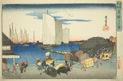Avondzicht op Takanawa (Takanawa no yukei), uit de serie "Beroemde Plaatsen in de Oostelijke Hoofdstad (Toto meisho)" door Utagawa Hiroshige