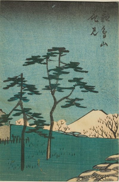 Bloemen kijken op Asuka Hill (Asukayama hanami), deel van een blad uit de serie "Uitknipsels van beroemde plaatsen in Edo (Harimaze Koto meisho)" door Utagawa Hiroshige