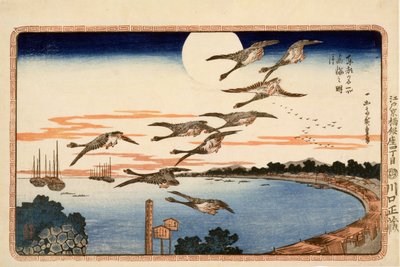 Volle Maan bij Takanawa, uit Beroemde Plaatsen in de Oostelijke Hoofdstad van Edo, ca. 1832 door Utagawa Hiroshige